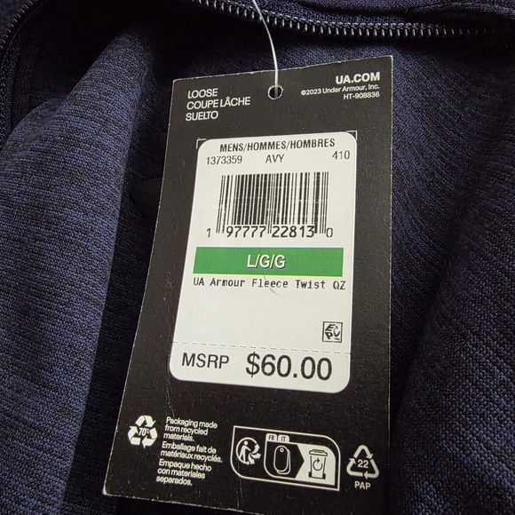 Under Armour Fleece Twist Navy Blue Quarter Zip Pullover Size Large - Picture 6 of 8